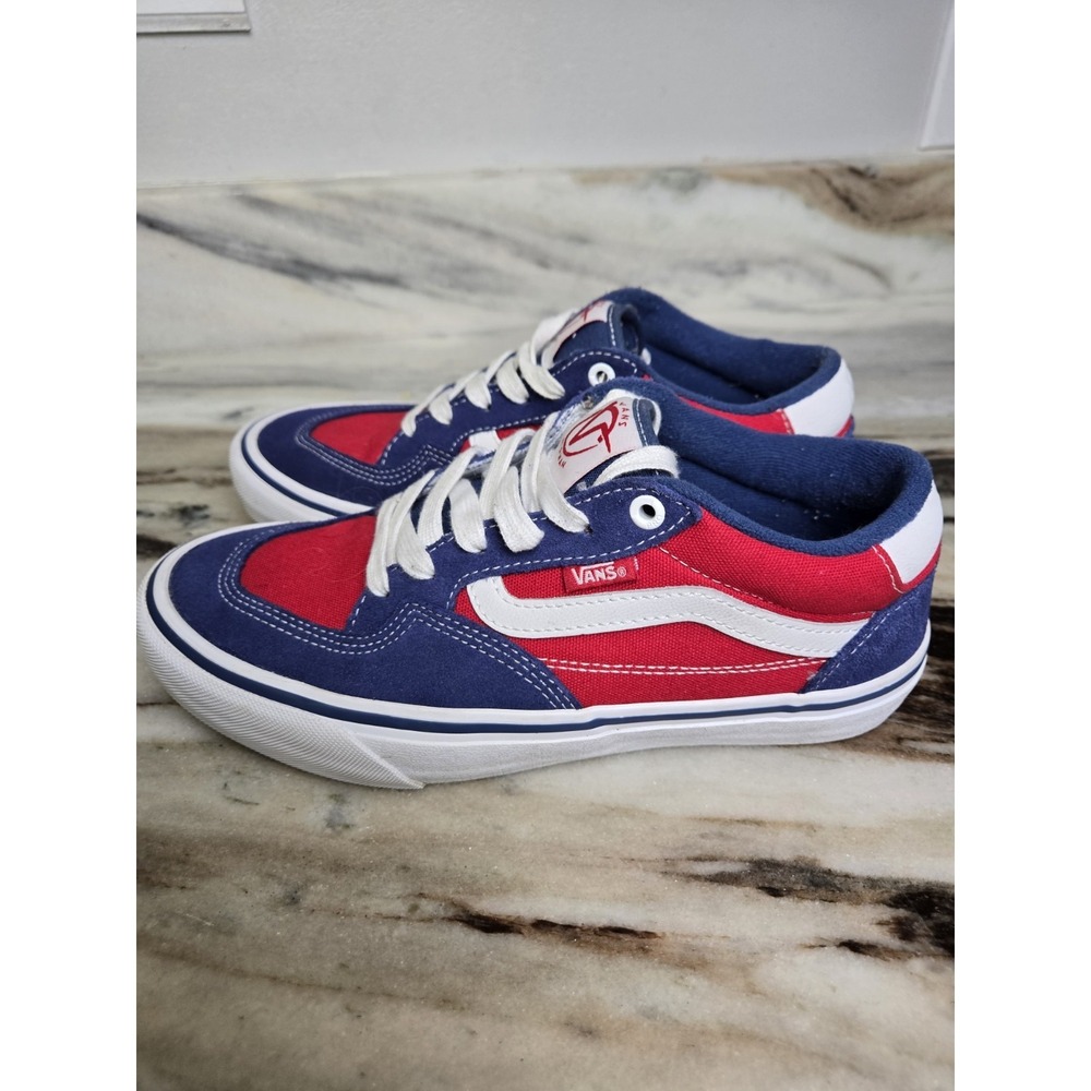 VANS Rowan Pro  Old Skool Red‎ Blue Lace-Up Skate Sneaker Shoes Men's 7.5